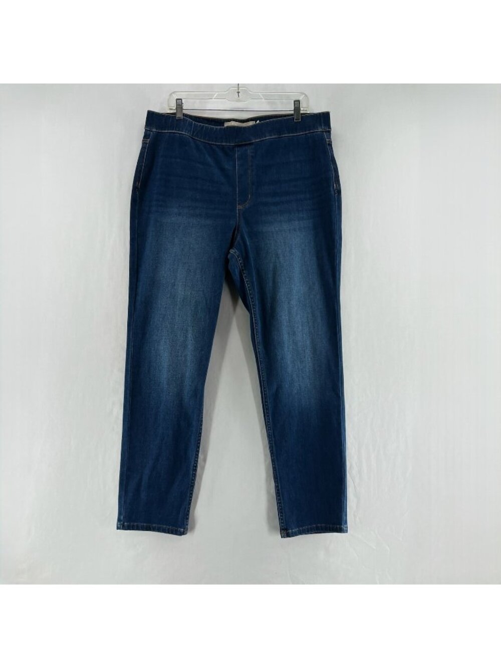 Soft Surroundings Pull On Stretch Jeans Womens XL Medium Wash Elastic Waist Blue